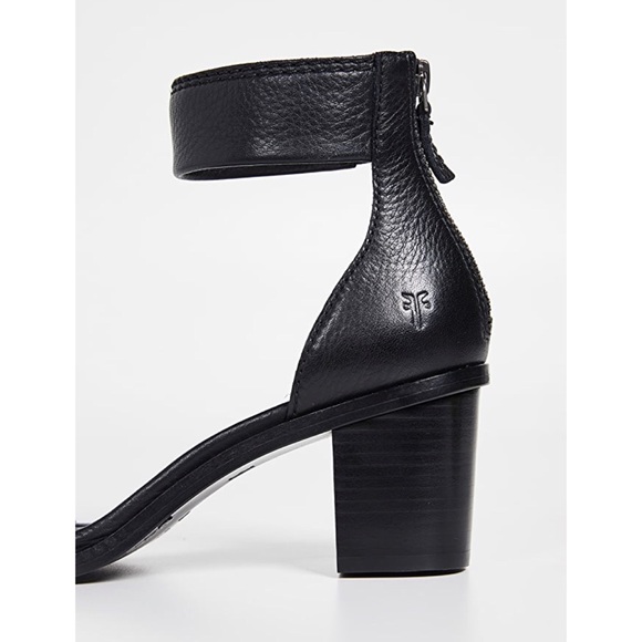 Frye Black Leather Brielle Chic Ankle Sandal Heels - Picture 4 of 16